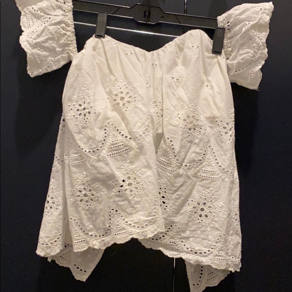 Off Shoulder Eyelet Top with open back